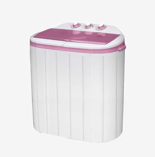 Portable Twin Tub Washing Machine and Dryer 5 KG (3 KG Wash 2 KG Dryer) Electric Mini Washer RV Travel Camping Spin Cycle Dryer Combo Pink/White New