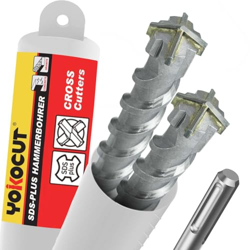 SDS Plus Bohrer 10x160 mm 2 Stück, Hammerbohrer 4X Schneiden, Steinbohrer Stahlbeton Mauerwerk Ziegel Kalksandstein, Betonbohrer, Ideal zum Bohren in Stein, Beton, Naturstein, Ziegelmauer