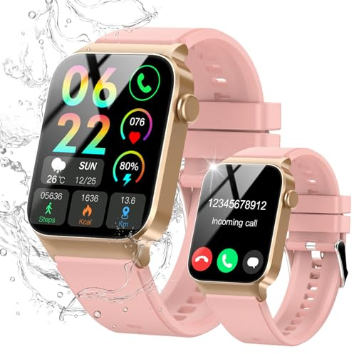STECEi Smart Watch for Men Women Answer/Make Call, 1.85 HD Smartwatch with Heart Rate/Sleep, IP68 Waterproof Activity Tracker Watch for Android iOS, Pink