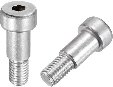 sourcing map 2 bulloni a spalla in acciaio inossidabile 304, 12 mm, diametro spalla 16 mm, lunghezza spalla M10 x 1,5, filettatura esagonale, bulloni a spalla per industrie di macchine per stampaggio