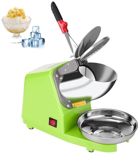 Electric Ice Crusher Shaver, Stainless Steel Snow Cone Maker for Ice Cream, Cold Drinks, Fruit Dessert and Cocktail, Dual Stainless Steel Blades