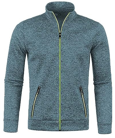 Sweatjacke Herren mit Reissverschluss Ohne Kapuze Klassisch Sportjacke Leichte Jacke Stehkragen Trainingsjacke Strickjacke mit Taschen Freizeitjacke Laufjacke