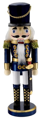 Kaladia Casse-noisette décoratif Figurine soldat en bois - Hauteur : 38 cm - Casse-noisette de Noël moderne en bleu - Décoration traditionnelle pour la période de Noël
