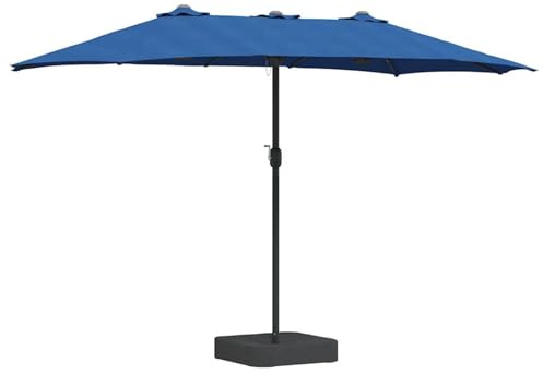 Gecheer Ombrello da giardino Blu, 385 x 209 x 244 cm, Tessuto, per balconi, terrazze e giardini