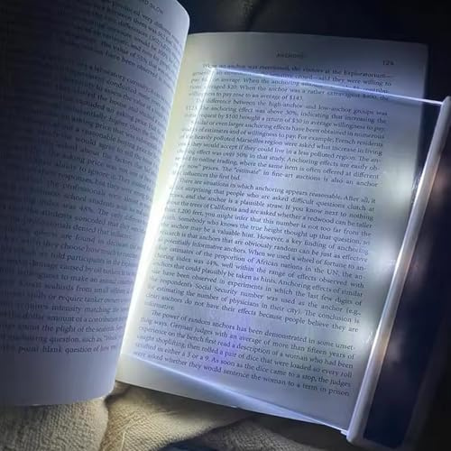 Obelunrp Lampada da libro piatta, luci da libro a pagina intera a LED trasparenti da 6, 7x5, 7 pollici, luci da pagina per adulti che leggono letto di notte