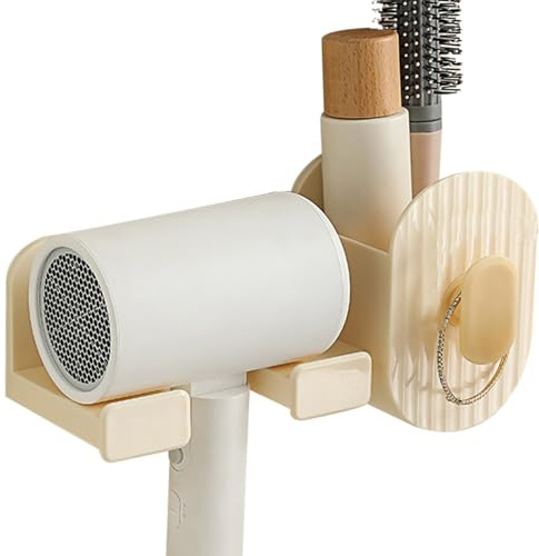 Générique Porte-Sèche-Cheveux Murale - Organisateur Murale pour Fer à Boucler et Accessoires | Rangement de Coiffeuse Spacieux pour Peignes, Serviettes et Cosmétiques
