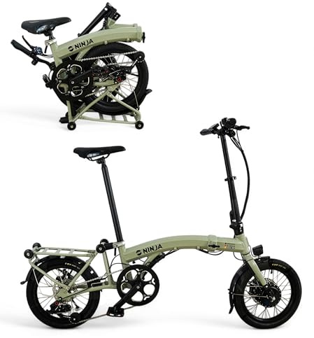 Defender Ninja 16 Zoll E-Bike Klapprad, faltbar, 250W Motor mit Drehmomentsensor, Shimano 5-Gang, ultrakompaktes City E-Bike für Pendler, Damen & Herren (Grau)