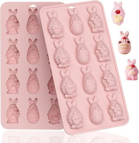 DIOHOUPI 2 Stück Schokoladenform Silikon Ostern Silikonform Kaninchen Osterei Hase Schokoladenformen Backformen für DIY Schokolade Süßigkeiten Gelee