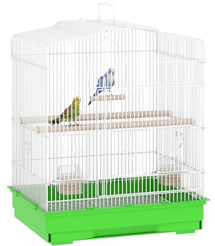PawHut Jaula para Pájaros con Puertas 4 Comederos 46,5x36x59 cm Verde