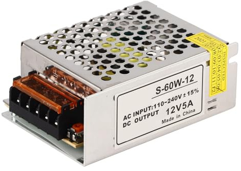 Interruptor regulado de Fuente de alimentación 5A 12V, convertidor Voltaje CA/CC Transformador conmutación regulado Universal Convertidor CA a CC 12V 5amp 60W Controlador LED para