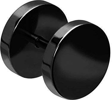 PIERCINGLINE Chirurgenstahl Stecker FAKE PLUG RUND Piercing Ohr Tunnel Schwarz 10 mm