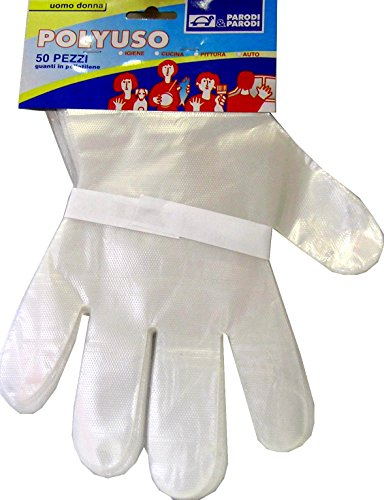 Parodi&Parodi - Guanti trasparenti usa e getta da 50 paia per pulizie, trasparenti e monouso, taglia unica, resistenti all'acqua, a strappo