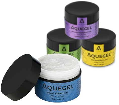 Aquegel Variety Pack (Buy 3, GET 1 Free!) 12-Hour Nasal Moisture Relief, Nasal Moisturizer for Oxygen Therapy, Dry Nose, Nasal Dryness, Nosebleeds, Cannula, CPAP. Saline Nasal Gel