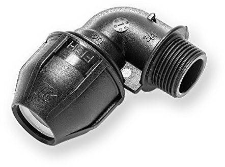 2 Stück PE Winkel AG 20mm x 3/4 Zoll Druck 16 Fitting für PE-Rohren 20-G