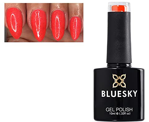 Bluesky Gel Nail Polish Orange Coral Orange with Gold Coral Shimmer SUMMER QXG15 Nail UV LED Soak Off