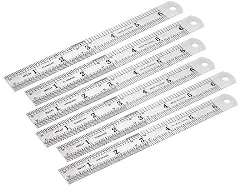 sourcing map 6stk Edelstahl Lineal gerade Kante Metall Messwerkzeug 15cm | Zentimeter Messlineal