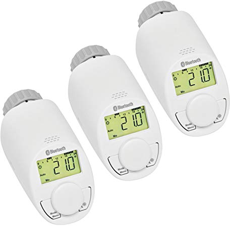 Eqiva Bluetooth Smart Elektronik-Heizkörperthermostat, mit App-Steuerung (3er-Set)