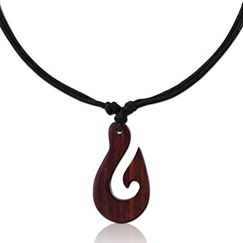 viva-adorno Halskette Holzanhänger Baumwollband Surfer Kette Länge verstellbar Verschiedene Designs wählbar HK31