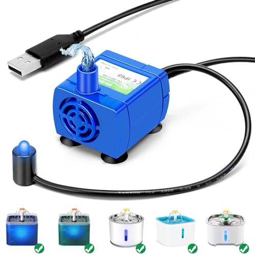 UNISOPH Cat Fountain Pump, Cat Water Fountain Pump Replacement, Small Water Pump, Low Energy Consumption Ultra Silent Mini Water Pump for Motor for Aquarium Fish Tank, Pond, Fountain(5V)