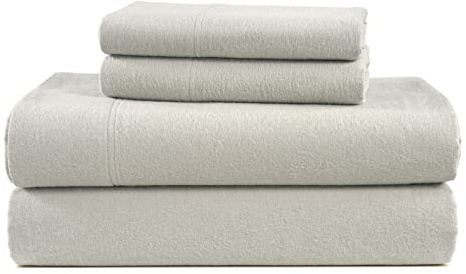 LANE LINEN 100% Cotton Flannel Sheets Twin Size - Brushed for Extra Softness - Lightweight Twin Size Cotton Sheets Set - Warm & Cozy Flannel Twin Bed Sheets, 15 Deep Pocket Twin Sheet Set - Mineral