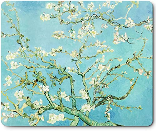 Mauspad mit Motiv Kunstwerk, Professionelle Design Mousepad für Gaming und Büro, Gummiunterseite Gummibasis Schreibtischunterlage Wasserdichter Oberfläche (Vincent Van Gogh -Mandelblüte)