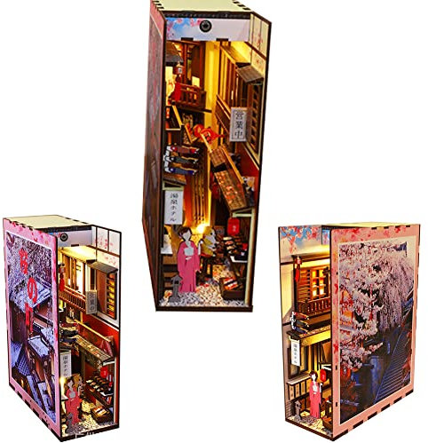 3D Holz Buchständer Puzzle DIY Puppenhaus Holz Buchstützen Buch Nook Modell Bauset mit LED Licht für Jugendliche und Erwachsene zum Bauen Kreativität Geschenk für Geburtstage Weihnachten Halloween