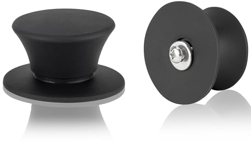 DIVORY Universal-Ersatzknöpfe für Topfdeckel – Hitzebeständige Silikon Pfannendeckel Haltegriffe, weich, rutschfeste Knöpfe für Kochgeschirr-Deckel und -Abdeckungen (2er-Pack, Schwarz)