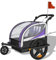 SAMAX Fahrradanhänger Jogger 2in1 360° drehbar Kinderanhänger Kinderfahrradanhänger Transportwagen vollgefederte Hinterachse für 2 Kinder in Lila - Black Frame