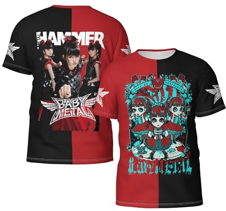 Babymetal Herren Rundhals T-Shirt Lässig Kurzarm Neuheit Schwarz Tshirts T Shirts Merch Tees Tops Für Männer Fans Geschenk Mens
