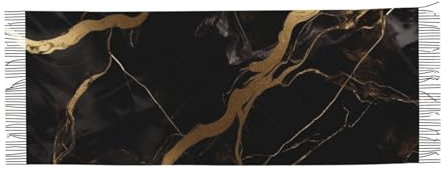 DEHIWI Kaschmir-Schal für Damen, schwarz, Gold, Marmor, warm, leicht, bequem, für Herbst und Winter, Schwarz , One size