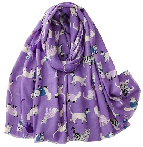 GFM® Women's CATs Cat Print Ladies Lightweight Scarf - Spring, Summer, All Seasons Scarf - Mother's Day Birthday Christmas (CTSCF-B)