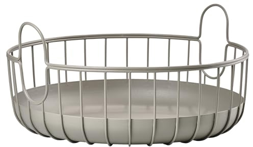 Zone Denmark Inu Korb aus, Kleiner Korb mit Henkel/Handgriffe, Aufbewahrungskorb Metall für Badezimmer, Küche, Tisch, Hübscher Metallkorb, Durchm. 38 cm, Höhe18 cm, Taupe