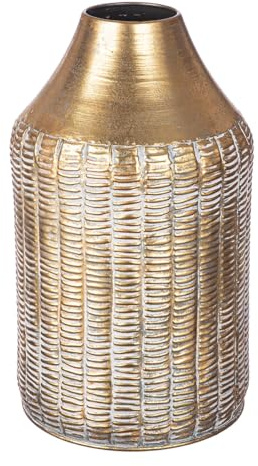Casablanca Deko Vase groß - Moderne Metallvase Dekoration Pampasgras Wohnzimmer - Geschenk Geburtstagsgeschenk - Farbe: Gold Höhe 39 cm