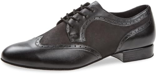 Diamant Zapatos de Baile para Hombre 089-075-145 – Piel/Nobuck Negro – Ancho Normal – Suela de Piel Rugosa – Tacón estándar de 2 cm – Fabricado en Alemania, Negro, 37.5 EU