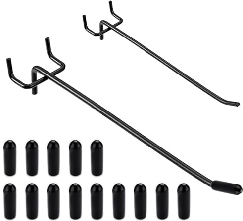 inki 20 Stücke Lochwandhaken Lochwand Haken - Werkzeugwände Haken mit Silikonhülle, Pegboard Metall Hooks, Stecktafel Haken für Verkaufsdisplays, Display Board, Supermarktregale, Regal, Schwarz