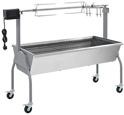 INLIFE Rôtissoire pour Barbecue électrique Acier inoxydableMaison & Jardin,Arts de la Table & Arts culinaires,Électroménager de Cuisine,Barbecues-59.84 lb-Argent-55297