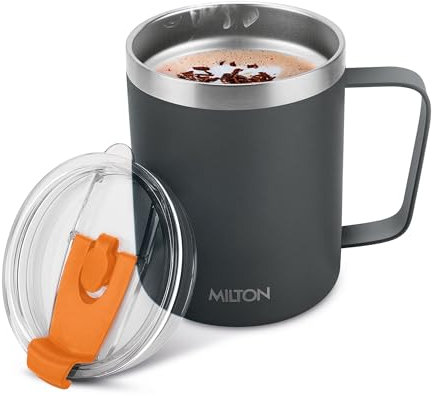 MILTON 14 Oz Travel Mugs for Hot Drinks with Straw, Vacuum Insulated Coffee Cup Flask with Lid, Double Walled, Stainless Steel, Keeps Drinks Hot or Cold for 10 Hours, Dishwasher Safe, Clifton 400
