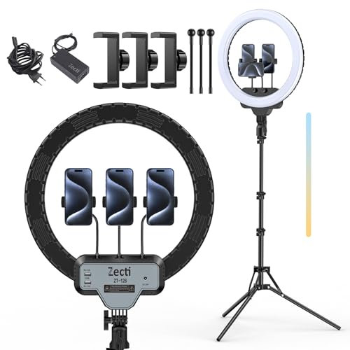18 Ring Light Kit with 82 Foldable Stand, CRI 95 2700-6500K Color Temperature Dimmable LED Light for Selfie Live Streaming Tiktok Makeup Video Recording Vlog Barber Photography, with Bag & Remote