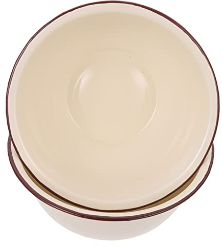 CIYODO 2 Stück Emaillierte Rührschüsseln in Weiß, Große Küchenschalen | Teigkneten und Gesichtswäsche, Retro Vintage Form mit Rand, Pflegeleicht und Vielseitig