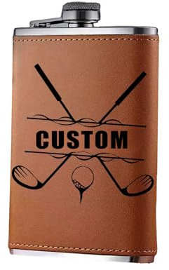 Flasques personnalisées pour les amateurs de golf, flasques en similicuir gravées de 255 g, cadeaux d'anniversaire pour témoin, prix de compétition