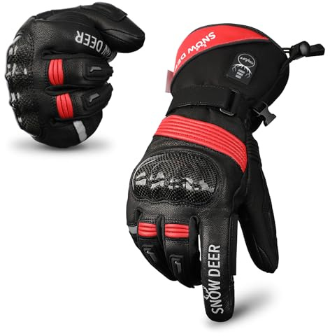 SNOW DEER Beheizte Handschuhe,Motorrad Handschuhe,Wiederaufladbarem Lithium Akku Skifahren Fausthandschuhe für Herren Damen,Skifahren Jagen Reiten Radfahren Camping