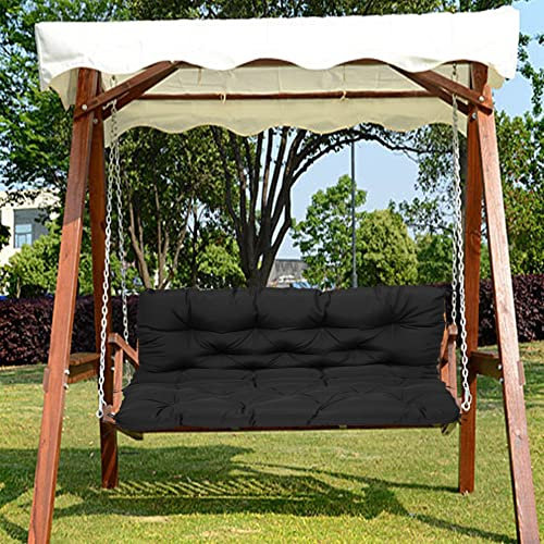 Outdoor-Terrassenmöbelkissen für 2- und 3-Sitzer-Schaukelbank, verdickt und überfüllt, mit Baldachin, Hängematten-Sitz, Ersatzkissen, 120 x 100 x 10 cm, Schwarz