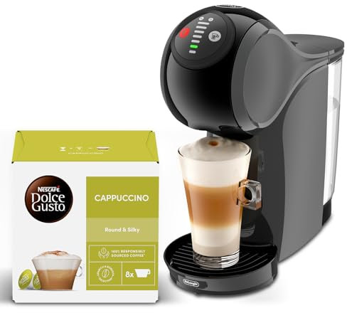 NESCAFÉ DOLCE GUSTO De'longhi Genio S, Macchina per Caffè Espresso e Altre bevande in capsula, Automatica, Antracite + Cappuccino 96 capsule