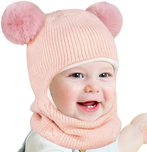 Generic Vinterhatt för barn med halsvärmare, Varm Unisex Vintermössa - Bekväm mössa halsduk för barn 6-24 månader, Vinterhatt för småbarn och halsvärmare