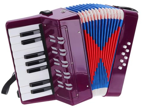 sourcing map Accordion, 17 Keys 8 Bass Button Accordion Mini Musical Instrument Lightweight for Adults Beginners Educational, Purple