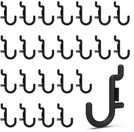 HUHOLE Ganci in plastica per pannelli forati, progettati per pannelli forati da 1/4, neri, 100 pezzi