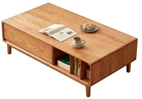 NEBE Mesa de Centro Mesa de Centro Simple de Madera de Cerezo Mesa de Centro casera de Color Madera Original Mesa de Sala de Estar Retro Adecuada for Sala de Estar, Oficina Muebles de Salon