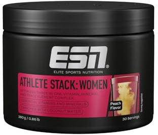 ESN Athlete Stack Women Powder, 390 g Pulver, Peach | Mit Vitaminen und Mineralstoffen, Vegan - Made in Germany