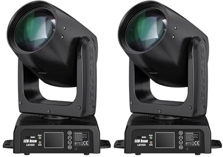 BETOPPER LB150 150W Moving Head DJ Light, 1.78° Beam, 12 Gobos & 12 Colours, 8+16 Prism, DMX512 Sound Activated Stage Lighting for DJs, Bars, Weddings, Churches, 2 Pack