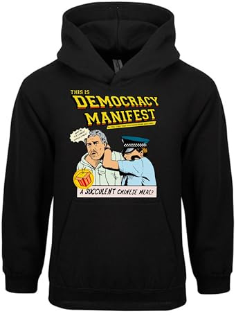 Succulent Chinese meal Hoodie Funny This Is Democracy Manifest pullover Fullsleeve Crew neck world Unisex Hood(M, Black)